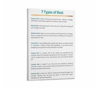 RNUMLIGH Restorative Rest Chart Poster, 7 Types for Self Care and Emotional Wellness, Inspirational Art Print for Therapist, Office, Home(Framed,16x24inch(40x60cm))
