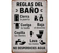 RNUMLIGH Retro Bilingual Bathroom Etiquette Rules Metal Sign for Man Cave Bedroom Studio Wall 8 X 12 in