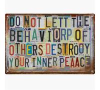RNUMLIGH Retro Do Not Let Others Destroy Your Peace Humorous Metal Sign for Bedroom Bathroom Studio Decor 8 X 12 in
