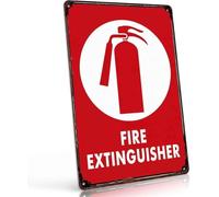 RNUMLIGH Retro Fire Extinguisher Warning Wall Sign 8 X 12 in | Easy with nails tape rope four corner round holes tin sign
