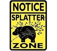 RNUMLIGH Retro Funny Hippo Splash Warning Metal Sign Wall Hanging For Bathroom Kitchen Laundry 8 X 12 in