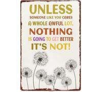 RNUMLIGH Retro Inspirational Wall Decor Tin Sign 8 X 12 in | Easy with nails tape rope four corner round holes metal sign