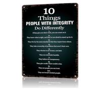 RNUMLIGH Retro Moral Values List Metal Sign Integrity Code Funny Vintage Tin Wall-Art for Home Office Entryway 8 X 12 inch
