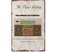 RNUMLIGH Retro Radio Wall Decor Tin Sign 8 X 12 in | Easy with nails tape rope four corner round holes metal sign