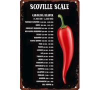 RNUMLIGH Retro Spicy Chili Pepper Decorative Metal Tin Sign for Kitchen Dining Room Restaurant Cafe Garage Yard Home Outdoor 8 X 12 in