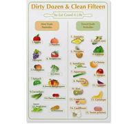 RNUMLIGH Retro Tin Sign Dirty Dozen And Clean Fifteen Vintage Metal Plaque Kitchen Wall Hanging Produce Healthy Eating Art 8 X 12 in