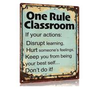 RNUMLIGH Retro Tin Sign One Rule Poster Class Management Behavior Reinforcement Wall-Art 8 X 12 inch