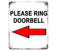 RNUMLIGH Ring Doorbell Friendly Reminder Metal Sign Vintage With Left Arrow For Home Office 8 X 12 in