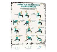 RNUMLIGH Rustic Aluminum Sign Chair Yoga Basics Poster Encouraging Wall Plaque Farmhouse Kitchen Living Room Bathroom Laundry 8 X 12 in