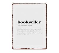 RNUMLIGH Rustic Bookseller Quote Metal Sign Vintage Retro Tin Plaque for Cafe Bookstore Home Library 8 X 12 in