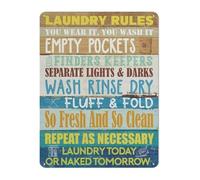 RNUMLIGH Rustic Farmhouse Decor Metal Sign Laundry Room Rules Humorous Vintage Instruction Aluminum Wall Plaque for Camp Cabin RV Camper Van Utility Space 8 X 12 inch