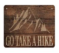 RNUMLIGH Rustic Funny Outdoor Metal Tin Sign Go Take a Hike Mountain Quote Humorous Wall Decor for Cabin Lodge Camping Gift 8 X 12 inch