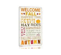 RNUMLIGH Rustic Harvest Sign Vintage Metal Tin Wall-Art for Fall Home Decor Farmhouse Wall or Front Porch 8 X 12 inch