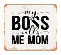 RNUMLIGH Rustic Mom Decor Metal Tin Sign Vintage Funny Boss Retro Wall-Art 8 X 12 in