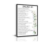 RNUMLIGH Salmo 91 Bible Verse Canvas Wall-Art in Spanish Christian Religious Scripture Print for Home Living Room Office(Framed,08X12inch(20X30cm))