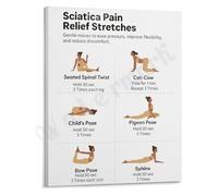 RNUMLIGH Sciatica Stretches Poster Pain Exercises Guide for Lower Back and Nerve Canvas Wall-Art(Framed,16x24inch(40x60cm))