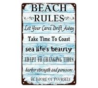 RNUMLIGH Seaside Serenity Tin Sign Vintage Retro Metal Wall-Art with Calming Quote for Bathroom Coastal Cabin or Patio 8 X 12 inch