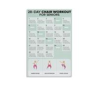 RNUMLIGH Seated Workout Chart Poster Chair Exercises for Older Adults Fitness Guide Canvas Wall-Art(Framed,12x18inch(30x45cm))