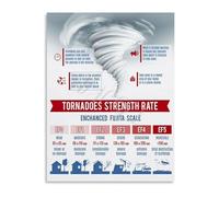 RNUMLIGH Severe Weather Poster Tornado Hurricane Tropical Cyclone Science Canvas Wall-Art(Framed,16x24inch(40x60cm))