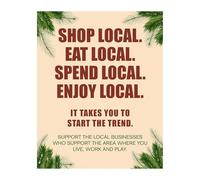 RNUMLIGH "Shop & Support Local Businesses Wall Art - Rustic Floral Motivational Print for Kitchen, Cafe, or Farmer's Market Lovers(Framed,08x12inch(20x30cm))