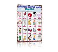 RNUMLIGH Spelling Practice Metal Sign Big Rig Fig Jig Kit Mix Tin Plaque Faded Typography For Preschool Circle Time Wall 8 X 12 inch