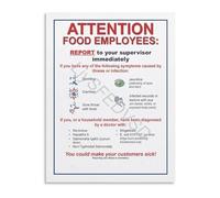 RNUMLIGH Staff Health Guidelines Metal Sign Mandatory Food Illness Symptom Reporting Compliance for Restaurant Kitchen Managers 8 X 12 inch