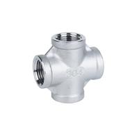 RNUMLIGH Stainless Steel 304 1/8" 1/4" 3/8" 1/2" 3/4" 1" 1-1/4" 1-1/2" Female Thread Pipe Fitting 4 Way Equal Cross Connector SS304 (DN15)