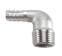 RNUMLIGH Stainless Steel Cast Pipe Fitting, Stainless Steel 90 Degree Elbow, 1/4" 3/8" 1/2" 3/4" 1" BSPT Male 6/8/10/12/14/15/16/20/25/32mm Hose 90° Elbow Connector SS304, 1PCS(DN15 x 8mm)