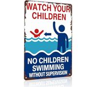 RNUMLIGH Supervise No Swimming Alone Humorous Aluminum Sign for Pool 8 X 12 in