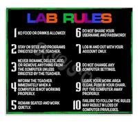 RNUMLIGH Tech Classroom Rules Metal Tin Sign Computer Use Manners For Elementary Middle School Learning Space Wall-Art 8 X 12 inch