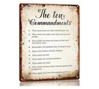 RNUMLIGH The 10 Commandments Exodus 20 Modern Scripture Art Bible Verses Wall-Art Metal Tin Sign Bedroom Decoration for Contemporary Bathroom Poster Home Office