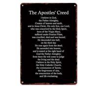 RNUMLIGH The Apostles Creed Sign Vintage Metal Tin for Bedroom Living Room Wall Decor Quirky Religious Belief Plaque for Indoor Outdoor Patio 8 X 12 inch