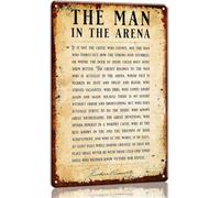 RNUMLIGH The Man in the Arena Inspirational Metal Sign Roosevelt Quote Office Wall-Art Living Room Nature Decor 8 X 12 in