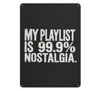RNUMLIGH Trendy Metal Tin Sign My Playlist 99 Point 9 Percent Nostalgia Retro Music Theme Wall Hanging Decor Plaque for Living Room Office Game 8 X 12 inch