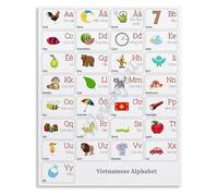 RNUMLIGH Vietnamese Language Learning Chart Poster Metal Tin Sign Wall-Art Decor Aesthetic Prints for Home School Office(Framed,08x12inch(20x30cm))