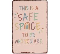 RNUMLIGH Vintage Acceptance Sign This Is A Safe Space To Be Who You Are Metal Plaque for Bedroom or Study Room 8 X 12 in