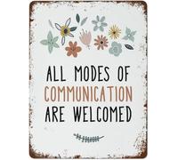 RNUMLIGH Vintage All Modes of Communication Valued Metal Tin Sign for Speech Therapist Room School Home Living Wall Plaque 8 X 12 in