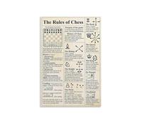 RNUMLIGH Vintage Chess Rules Poster, How to Play Guide & Board Setup, Retro Educational Wall-Art for Game Room, Study(Framed,12x18inch(30x45cm))