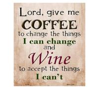 RNUMLIGH Vintage Coffee Wine Prayer Metal Sign Lord Give Me To Change The Things I Can And For The Rest Nostalgic Cabin Wall Decor Funny Kitchen Bar Tin 8 X 12 inch