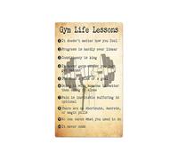 RNUMLIGH Vintage Gym Sign Motivational Metal Tin with Fitness Quotes Life Lessons Wall Decor for Workout Room Box Man Cave Garage 8 X 12 inch