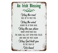 RNUMLIGH Vintage Irish Pub Metal Tin Sign St Patricks Day Wall Decor Classic Blessing Quote Green Art Print for Home Kitchen 8 X 12 Inch