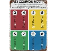 RNUMLIGH Vintage Least Common Multiple Metal Sign Math Wall Decor for Classroom STEM Learning Teacher Middle School Algebra 8 X 12 inch