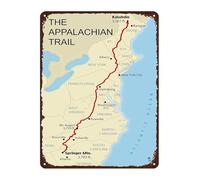 RNUMLIGH Vintage Map Metal Sign Appalachian Trail Hiking Adventure Retro Wall-Art for Home Study Bar Cafe Decor 8 X 12 in