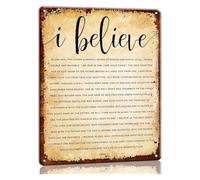 RNUMLIGH Vintage Nicene Creed Metal Tin Sign for Mudroom Bathroom Wall Decor Ancient Faith Text Plaque Suitable Indoor Outdoor 8 X 12 inch