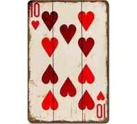 RNUMLIGH Vintage Poker Heart Ten Classic Metal Tin Sign for Man Cave Home Cafe Pub Bar Dining Room Wall-Art 8 X 12 in