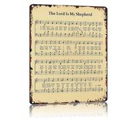 RNUMLIGH Vintage Religious Metal Sign The Lord Is My Shepherd Psalm 23 Comfort Verse Aluminum Wall Plaque for Hospice Waiting Room Grief Counselor Office Quiet Space 8 X 12 inch