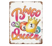 RNUMLIGH Vintage Tin Metal Wall Sign Bingo Queens Women Funny Quote for Home Yard Garage Kitchen Office Man Cave Decor 8 X 12 in