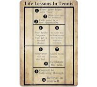 RNUMLIGH Vintage Wall-Art Decor Life Lessons In Tennis Knowledge Metal Tin Sign 8 X 12 in