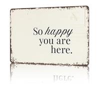 RNUMLIGH Vintage Welcome Sign So Happy You Are Here Friendly Quote Metal Wall-Art for Housewarming Gift Entry (8 X 12 in)