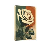 RNUMLIGH Vintage White Rose Sign Metal Tin Wall-Art for Bedroom Bathroom Home Modern Farmhouse Decor 8 X 12 inch